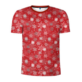 Мужская футболка 3D спортивная с принтом Снежинки в Тюмени, 100% полиэстер с улучшенными характеристиками | приталенный силуэт, круглая горловина, широкие плечи, сужается к линии бедра | Тематика изображения на принте: merry christmas | дед мороз | ёлка | зима | зимние узоры | мороз | новый год | подарок | праздник | рождество | с новым годом | салют | санта клаус | свитер с оленями | снег | снеговик | снегурочка | снежинки
