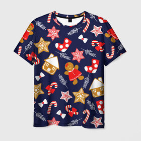 Мужская футболка 3D с принтом Новый Год в Тюмени, 100% полиэфир | прямой крой, круглый вырез горловины, длина до линии бедер | 2020 | christmas | new year | бык | год быка | дед мороз | елка | зима | новый год | подарки | рождество | санта | свитер | снег | снежинки