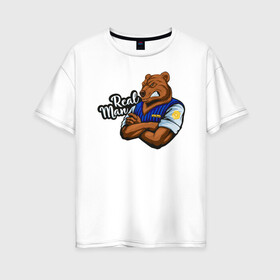 Женская футболка хлопок Oversize с принтом Крутой медведь mr Bear в Тюмени, 100% хлопок | свободный крой, круглый ворот, спущенный рукав, длина до линии бедер
 | 23 февраля | bear | real man | военный | дерзкий | клыки | крутой | медведь | милиция | мишка | мужик | мускулы | опасный | парень | прикольный | реальный | русский | сильный
