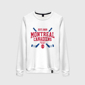 Женский свитшот хлопок с принтом Монреаль Канадиенс в Тюмени, 100% хлопок | прямой крой, круглый вырез, на манжетах и по низу широкая трикотажная резинка  | canadiens | hockey | montreal | montreal canadiens | nhl | usa | канадиенс | монреаль | монреаль канадиенс | нхл | спорт | сша | хоккей | шайба