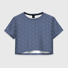 Женская футболка Crop-top 3D с принтом Снежный Узор в Тюмени, 100% полиэстер | круглая горловина, длина футболки до линии талии, рукава с отворотами | 