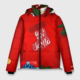 Мужская зимняя куртка 3D с принтом Рождество в Тюмени, верх — 100% полиэстер; подкладка — 100% полиэстер; утеплитель — 100% полиэстер | длина ниже бедра, свободный силуэт Оверсайз. Есть воротник-стойка, отстегивающийся капюшон и ветрозащитная планка. 

Боковые карманы с листочкой на кнопках и внутренний карман на молнии. | 