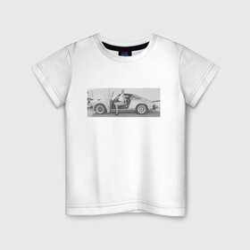 Детская футболка хлопок с принтом Porshe в Тюмени, 100% хлопок | круглый вырез горловины, полуприлегающий силуэт, длина до линии бедер | 911 | porshe | гоночный автомобиль | девушка и авто | немецкий автомобиль | порш