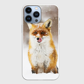 Чехол для iPhone 13 Pro Max с принтом Лиса в Тюмени,  |  | Тематика изображения на принте: animal | fox | foxy | snow | winter | животное | животные | звери | зверь | зима | лиса | лисица | мороз | рыжая | снег | снежинка