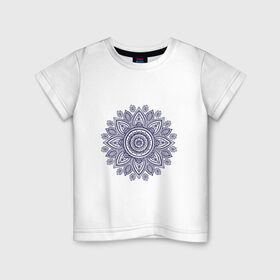 Детская футболка хлопок с принтом Хнойный цветок в Тюмени, 100% хлопок | круглый вырез горловины, полуприлегающий силуэт, длина до линии бедер | Тематика изображения на принте: арт | вектис | вектор | рисунок | синий | хна | хной | хноя | цветок