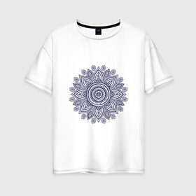 Женская футболка хлопок Oversize с принтом Хнойный цветок в Тюмени, 100% хлопок | свободный крой, круглый ворот, спущенный рукав, длина до линии бедер
 | арт | вектис | вектор | рисунок | синий | хна | хной | хноя | цветок