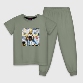 Детская пижама хлопок с принтом Диего Марадона  в Тюмени, 100% хлопок |  брюки и футболка прямого кроя, без карманов, на брюках мягкая резинка на поясе и по низу штанин
 | diego | maradona | maradonna | napoli | бога | диего | марадона | марадонна | наполи | ретро | рука | форма | футбол