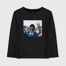 Детский лонгслив хлопок с принтом Diego Maradona в Тюмени, 100% хлопок | круглый вырез горловины, полуприлегающий силуэт, длина до линии бедер | diego | maradona | maradonna | napoli | бога | диего | марадона | марадонна | наполи | ретро | рука | форма | футбол