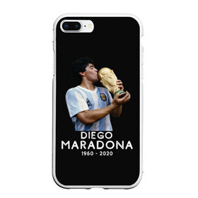 Чехол для iPhone 7Plus/8 Plus матовый с принтом Diego Maradona в Тюмени, Силикон | Область печати: задняя сторона чехла, без боковых панелей | 10 | 1960 | 2020 | argentina | barcelona | diego | football | legend | leo | lionel | maradona | messi | retro | rip | soccer | аргентина | барселона | бога | диего | легенда | лионель | марадона | месси | мяч | ретро | рука | форма | футбол