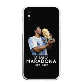Чехол для iPhone XS Max матовый с принтом Diego Maradona в Тюмени, Силикон | Область печати: задняя сторона чехла, без боковых панелей | 10 | 1960 | 2020 | argentina | barcelona | diego | football | legend | leo | lionel | maradona | messi | retro | rip | soccer | аргентина | барселона | бога | диего | легенда | лионель | марадона | месси | мяч | ретро | рука | форма | футбол