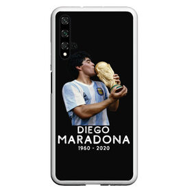 Чехол для Honor 20 с принтом Diego Maradona в Тюмени, Силикон | Область печати: задняя сторона чехла, без боковых панелей | 10 | 1960 | 2020 | argentina | barcelona | diego | football | legend | leo | lionel | maradona | messi | retro | rip | soccer | аргентина | барселона | бога | диего | легенда | лионель | марадона | месси | мяч | ретро | рука | форма | футбол