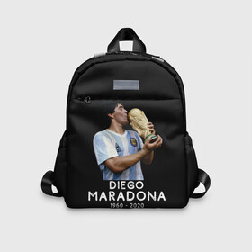 Детский рюкзак 3D с принтом Diego Maradona в Тюмени, 100% полиэстер | лямки с регулируемой длиной, сверху петелька, чтобы рюкзак можно было повесить на вешалку. Основное отделение закрывается на молнию, как и внешний карман. Внутри дополнительный карман. По бокам два дополнительных кармашка | Тематика изображения на принте: 10 | 1960 | 2020 | argentina | barcelona | diego | football | legend | leo | lionel | maradona | messi | retro | rip | soccer | аргентина | барселона | бога | диего | легенда | лионель | марадона | месси | мяч | ретро | рука | форма | футбол