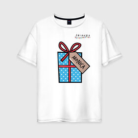 Женская футболка хлопок Oversize с принтом Friends. Подарок Monica в Тюмени, 100% хлопок | свободный крой, круглый ворот, спущенный рукав, длина до линии бедер
 | christmas | friends | gift | monica | vdkarsve | xmas | друзья | новый год | подарок | сериал