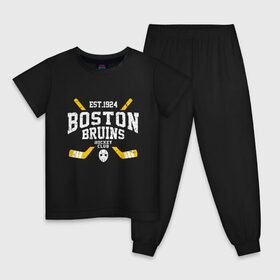 Детская пижама хлопок с принтом Бостон Брюинз в Тюмени, 100% хлопок |  брюки и футболка прямого кроя, без карманов, на брюках мягкая резинка на поясе и по низу штанин
 | Тематика изображения на принте: boston | boston bruins | bruins | hockey | nhl | usa | бостон | бостон брюинз | нхл | спорт | сша | хоккей | шайба