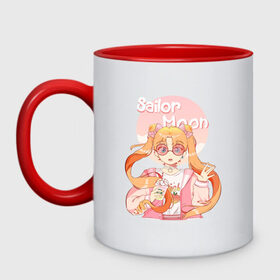 Кружка двухцветная с принтом Sailor Moon Coffee в Тюмени, керамика | объем — 330 мл, диаметр — 80 мм. Цветная ручка и кайма сверху, в некоторых цветах — вся внутренняя часть | Тематика изображения на принте: anime | animegirl | cute | kavai | kavaii | madara | manga | sailor | sailorchibimoon | sailorjupiter | sailormars | sailormercury | sailormoon | sailormooncrystal | sailorvenus | usagi | usagitsukino | аниме | анимесейлормун | каваи | сейлормун