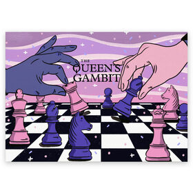 Поздравительная открытка с принтом The Queens Gambit в Тюмени, 100% бумага | плотность бумаги 280 г/м2, матовая, на обратной стороне линовка и место для марки
 | Тематика изображения на принте: beth harmon | chess | queens gambit | the queens gambit | аня тейлор джой | бет хармон | нетфликс | ход королевы | шахматы