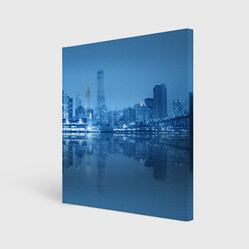 Холст квадратный с принтом New York в Тюмени, 100% ПВХ |  | new york | архитектура | здания | мост | сша