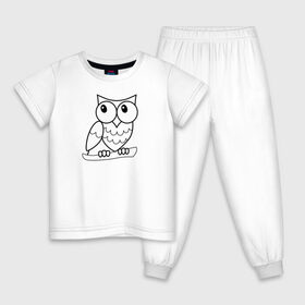Детская пижама хлопок с принтом Забавная сова в Тюмени, 100% хлопок |  брюки и футболка прямого кроя, без карманов, на брюках мягкая резинка на поясе и по низу штанин
 | животное | линейный | милый | минималистичный | ночной | птенец | птица | смешной | сова | филин