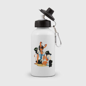 Бутылка спортивная с принтом Взрослые развлечения в Тюмени, металл | емкость — 500 мл, в комплекте две пластиковые крышки и карабин для крепления | арт | демон | демонесса | рисунок | суккуб | школьница