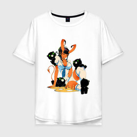 Мужская футболка хлопок Oversize с принтом Взрослые развлечения в Тюмени, 100% хлопок | свободный крой, круглый ворот, “спинка” длиннее передней части | арт | демон | демонесса | рисунок | суккуб | школьница