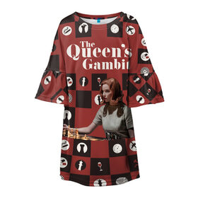 Детское платье 3D с принтом Ход королевы / The Que в Тюмени, 100% полиэстер | прямой силуэт, чуть расширенный к низу. Круглая горловина, на рукавах — воланы | gambit | the queens 