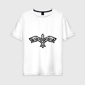 Женская футболка хлопок Oversize с принтом Кельтский Сокол в Тюмени, 100% хлопок | свободный крой, круглый ворот, спущенный рукав, длина до линии бедер
 | кельтика | кельтский | крылья | линейный | орнамент | полёт | птица | птицы | сокол | тату | узор | хищный