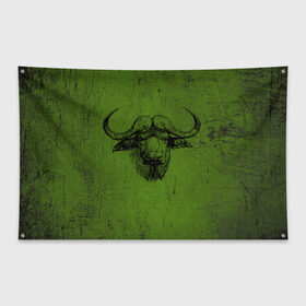 Флаг-баннер с принтом Бык в Тюмени, 100% полиэстер | размер 67 х 109 см, плотность ткани — 95 г/м2; по краям флага есть четыре люверса для крепления | 2021 | bull | бык | год быка | животное | новый год | рога