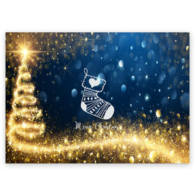 Поздравительная открытка с принтом Marry Christmas в Тюмени, 100% бумага | плотность бумаги 280 г/м2, матовая, на обратной стороне линовка и место для марки
 | christmas зима | new year | winter | новогодний | новый год | рождество | текстура | украшение