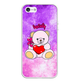 Чехол для iPhone 5/5S матовый с принтом Lovely bear в Тюмени, Силикон | Область печати: задняя сторона чехла, без боковых панелей | Тематика изображения на принте: bear | love is | teddy | богиня | валентина | влюбленный | девушке | дочь | жена | игрушка | лучшая | любимая | люблю | мама | марта | медведь | медведь с сердцем | медвежата | мишка тедди | плюшевые | подарок