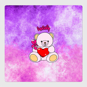 Магнитный плакат 3Х3 с принтом Lovely bear в Тюмени, Полимерный материал с магнитным слоем | 9 деталей размером 9*9 см | Тематика изображения на принте: bear | love is | teddy | богиня | валентина | влюбленный | девушке | дочь | жена | игрушка | лучшая | любимая | люблю | мама | марта | медведь | медведь с сердцем | медвежата | мишка тедди | плюшевые | подарок