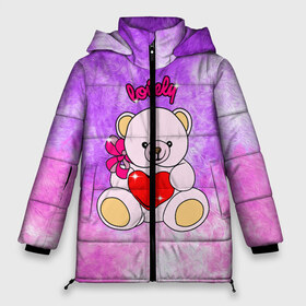 Женская зимняя куртка 3D с принтом Lovely bear в Тюмени, верх — 100% полиэстер; подкладка — 100% полиэстер; утеплитель — 100% полиэстер | длина ниже бедра, силуэт Оверсайз. Есть воротник-стойка, отстегивающийся капюшон и ветрозащитная планка. 

Боковые карманы с листочкой на кнопках и внутренний карман на молнии | Тематика изображения на принте: bear | love is | teddy | богиня | валентина | влюбленный | девушке | дочь | жена | игрушка | лучшая | любимая | люблю | мама | марта | медведь | медведь с сердцем | медвежата | мишка тедди | плюшевые | подарок