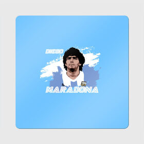 Магнит виниловый Квадрат с принтом Диего Марадона в Тюмени, полимерный материал с магнитным слоем | размер 9*9 см, закругленные углы | diego | diego armando maradona | maradona | аргентина | диего | король | легенда | марадона | нападающий | полузащитник | футбол | футболист