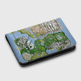 Картхолдер с принтом с принтом GTA San Andreas map в Тюмени, натуральная матовая кожа | размер 7,3 х 10 см; кардхолдер имеет 4 кармана для карт; | game | grand theft auto | gta san andreas | гта сан андреас | игра | карта | самп