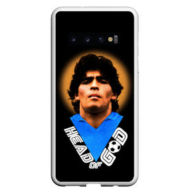 Чехол для Samsung Galaxy S10 с принтом Diego Maradona в Тюмени, Силикон | Область печати: задняя сторона чехла, без боковых панелей | Тематика изображения на принте: diego | diego armando maradona | legend | maradona | аргентина | диего | король | легенда | марадона | нападающий | полузащитник | футбол | футболист