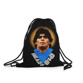 Рюкзак-мешок 3D с принтом Diego Maradona в Тюмени, 100% полиэстер | плотность ткани — 200 г/м2, размер — 35 х 45 см; лямки — толстые шнурки, застежка на шнуровке, без карманов и подкладки | diego | diego armando maradona | legend | maradona | аргентина | диего | король | легенда | марадона | нападающий | полузащитник | футбол | футболист