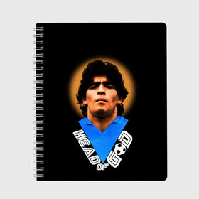 Тетрадь с принтом Diego Maradona в Тюмени, 100% бумага | 48 листов, плотность листов — 60 г/м2, плотность картонной обложки — 250 г/м2. Листы скреплены сбоку удобной пружинной спиралью. Уголки страниц и обложки скругленные. Цвет линий — светло-серый
 | diego | diego armando maradona | legend | maradona | аргентина | диего | король | легенда | марадона | нападающий | полузащитник | футбол | футболист