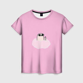 Женская футболка 3D с принтом мем в Тюмени, 100% полиэфир ( синтетическое хлопкоподобное полотно) | прямой крой, круглый вырез горловины, длина до линии бедер | мем | облако | смешной человек