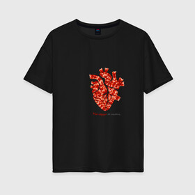 Женская футболка хлопок Oversize с принтом Мое сердце не камень в Тюмени, 100% хлопок | свободный крой, круглый ворот, спущенный рукав, длина до линии бедер
 | artery | heart | life | not stone | organ | аорта | артерия | жизнь | камень | орган | сердце