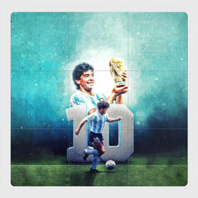 Магнитный плакат 3Х3 с принтом 10 number в Тюмени, Полимерный материал с магнитным слоем | 9 деталей размером 9*9 см | 10 номер | diego | football | maradona | maradonna | арегнтина | бога | диего | марадона | марадонна | ретро | рука | сборная аргентины | футбол | футболист