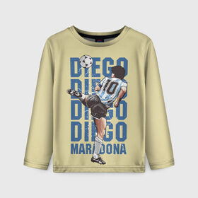 Детский лонгслив 3D с принтом Diego Diego в Тюмени, 100% полиэстер | длинные рукава, круглый вырез горловины, полуприлегающий силуэт
 | Тематика изображения на принте: 10 номер | diego | football | maradona | maradonna | арегнтина | бога | диего | марадона | марадонна | ретро | рука | сборная аргентины | футбол | футболист