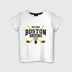 Детская футболка хлопок с принтом Бостон Брюинз в Тюмени, 100% хлопок | круглый вырез горловины, полуприлегающий силуэт, длина до линии бедер | boston | boston bruins | bruins | hockey | nhl | usa | бостон | бостон брюинз | нхл | спорт | сша | хоккей | шайба