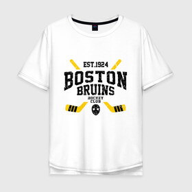 Мужская футболка хлопок Oversize с принтом Бостон Брюинз в Тюмени, 100% хлопок | свободный крой, круглый ворот, “спинка” длиннее передней части | Тематика изображения на принте: boston | boston bruins | bruins | hockey | nhl | usa | бостон | бостон брюинз | нхл | спорт | сша | хоккей | шайба