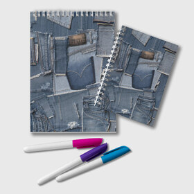 Блокнот с принтом Jeans life в Тюмени, 100% бумага | 48 листов, плотность листов — 60 г/м2, плотность картонной обложки — 250 г/м2. Листы скреплены удобной пружинной спиралью. Цвет линий — светло-серый
 | Тематика изображения на принте: cool | fashion | hype | jeans | texture | vanguard | авангард | круто | мода | текстура | хайп