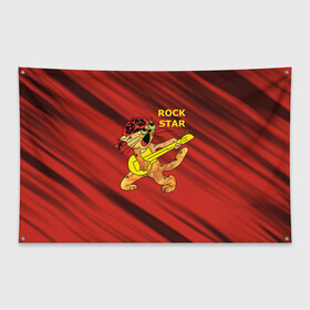 Флаг-баннер с принтом Rock Star в Тюмени, 100% полиэстер | размер 67 х 109 см, плотность ткани — 95 г/м2; по краям флага есть четыре люверса для крепления | cat | rock | star | кот | котенок | коты. рок | кошка. котик