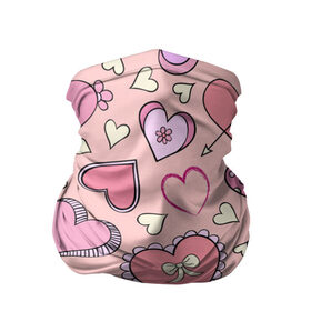 Бандана-труба 3D с принтом Розовые сердечки в Тюмени, 100% полиэстер, ткань с особыми свойствами — Activecool | плотность 150‒180 г/м2; хорошо тянется, но сохраняет форму | для девочек | любимой | любовь | розовое | романтика | сердечки | сердечко | сердце