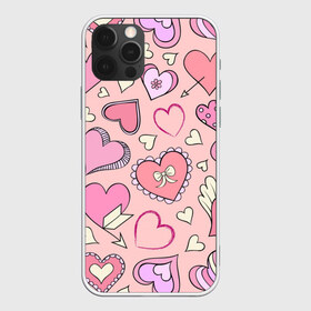 Чехол для iPhone 12 Pro Max с принтом Розовые сердечки в Тюмени, Силикон |  | для девочек | любимой | любовь | розовое | романтика | сердечки | сердечко | сердце