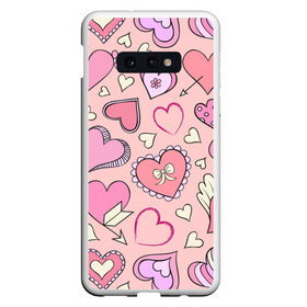 Чехол для Samsung S10E с принтом Розовые сердечки в Тюмени, Силикон | Область печати: задняя сторона чехла, без боковых панелей | для девочек | любимой | любовь | розовое | романтика | сердечки | сердечко | сердце