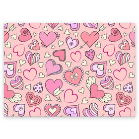 Поздравительная открытка с принтом Розовые сердечки в Тюмени, 100% бумага | плотность бумаги 280 г/м2, матовая, на обратной стороне линовка и место для марки
 | для девочек | любимой | любовь | розовое | романтика | сердечки | сердечко | сердце