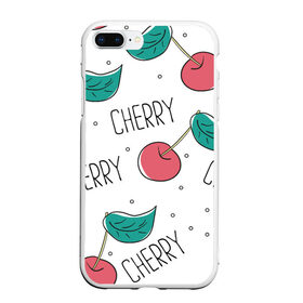 Чехол для iPhone 7Plus/8 Plus матовый с принтом Вишенки Cherry в Тюмени, Силикон | Область печати: задняя сторона чехла, без боковых панелей | cherry | белый | вишня | красный | лето | надпись | сад | черенок | черешня | ягода