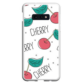 Чехол для Samsung S10E с принтом Вишенки Cherry в Тюмени, Силикон | Область печати: задняя сторона чехла, без боковых панелей | cherry | белый | вишня | красный | лето | надпись | сад | черенок | черешня | ягода